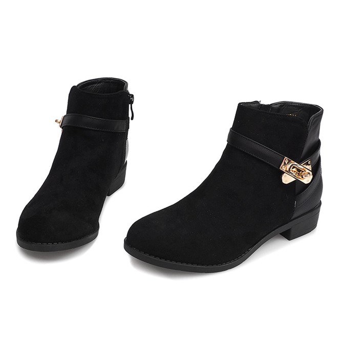 Suede Boots With Buckle Y601 Black 2