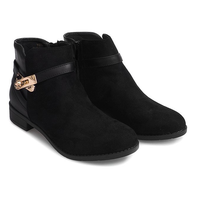 Suede Boots With Buckle Y601 Black 1