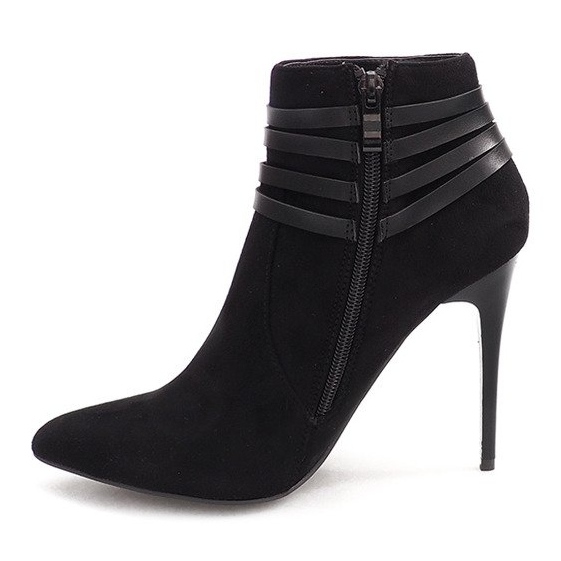Boots On High Heel Suede YS20-1 Black 1