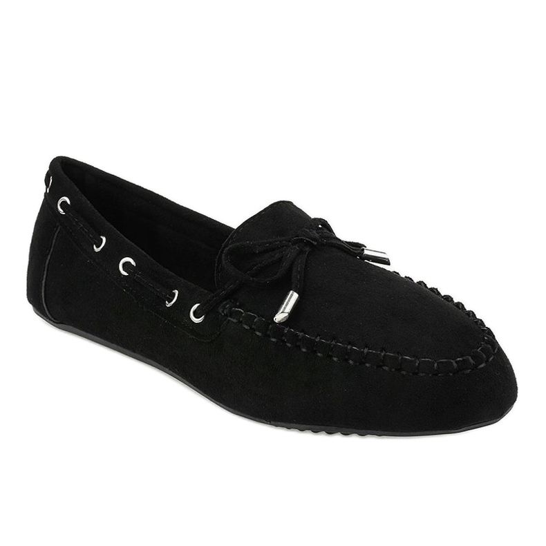 Black moccasins ballerinas with a bow XW9100 1