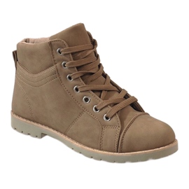 Khaki lace-up boots BK-77 beige 1