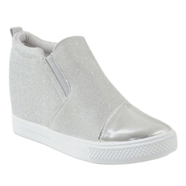 Silver sneakers on the wedge DD410-2 grey 1