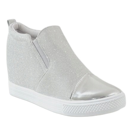 Silver sneakers on the wedge DD410-2 grey 1
