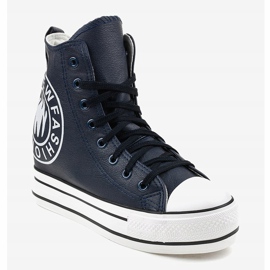Navy blue wedge sneakers W09 1