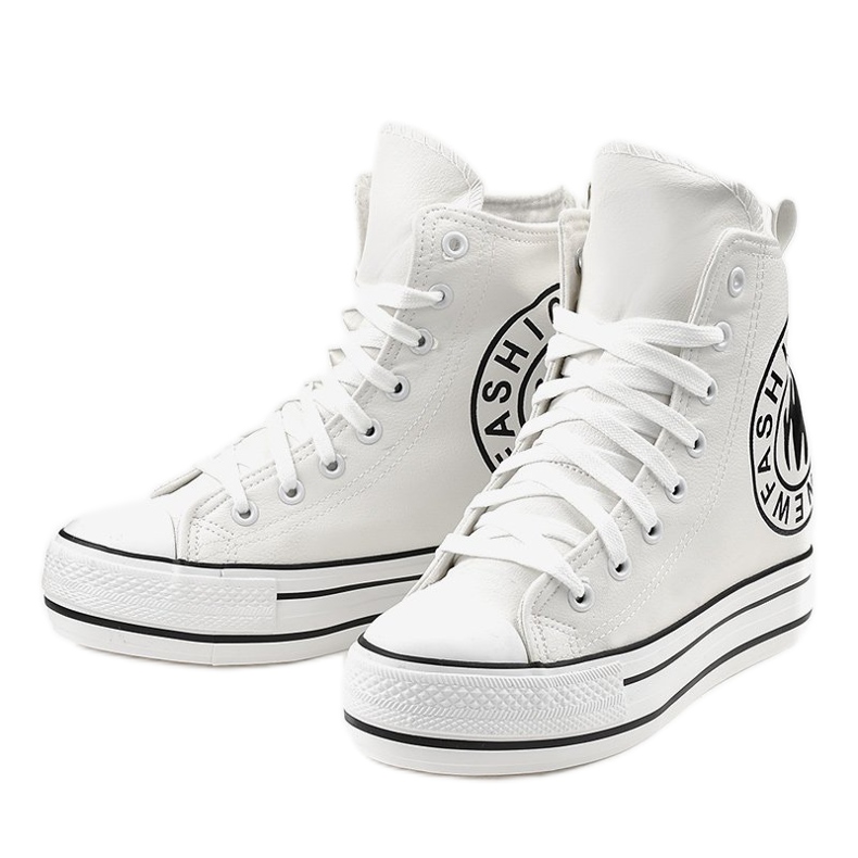 White wedge sneakers W09 2