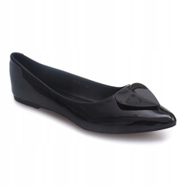 Lacquered Ballerinas With Hearts 4003 Black 1
