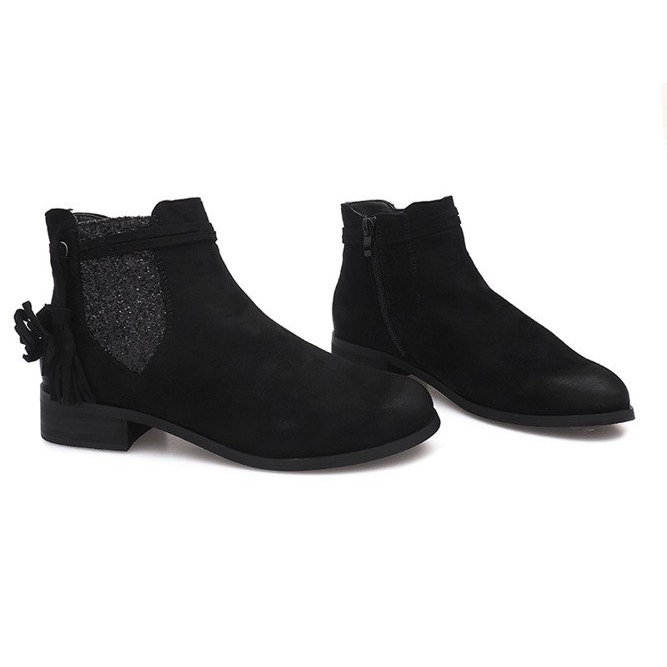 Suede Booties Jodhpur W132 Black 1