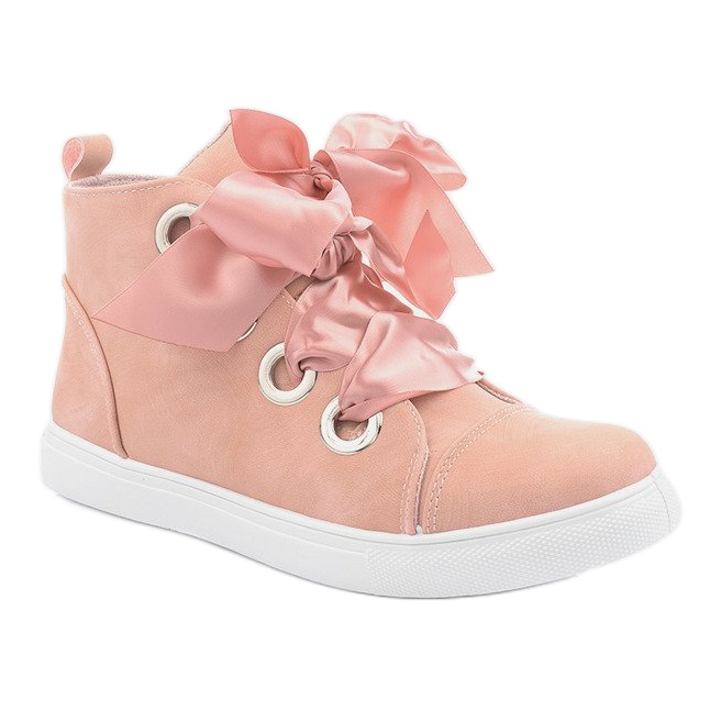 Suede Booties with bows TL0147 Pink 1