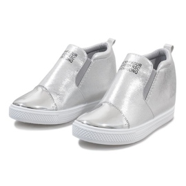Silver openwork sneakers on the wedge DD392-2 grey 1