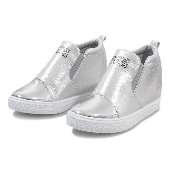 Silver openwork sneakers on the wedge DD392-2 grey 1