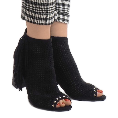 Black openwork boho boots AF-9 2