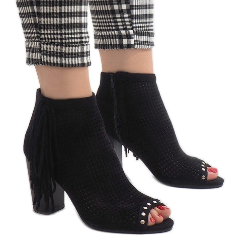 Black openwork boho boots AF-9 1