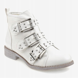 White openwork boots with a NC171 buckle 1