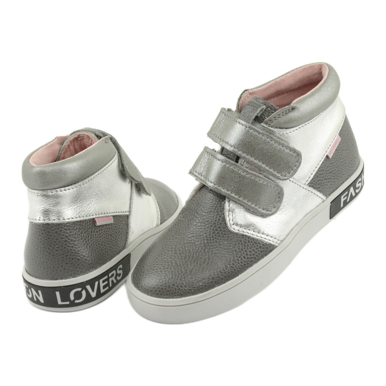 Mazurek Leather children's shoes for Velcro 1356 gray/silver grey 4