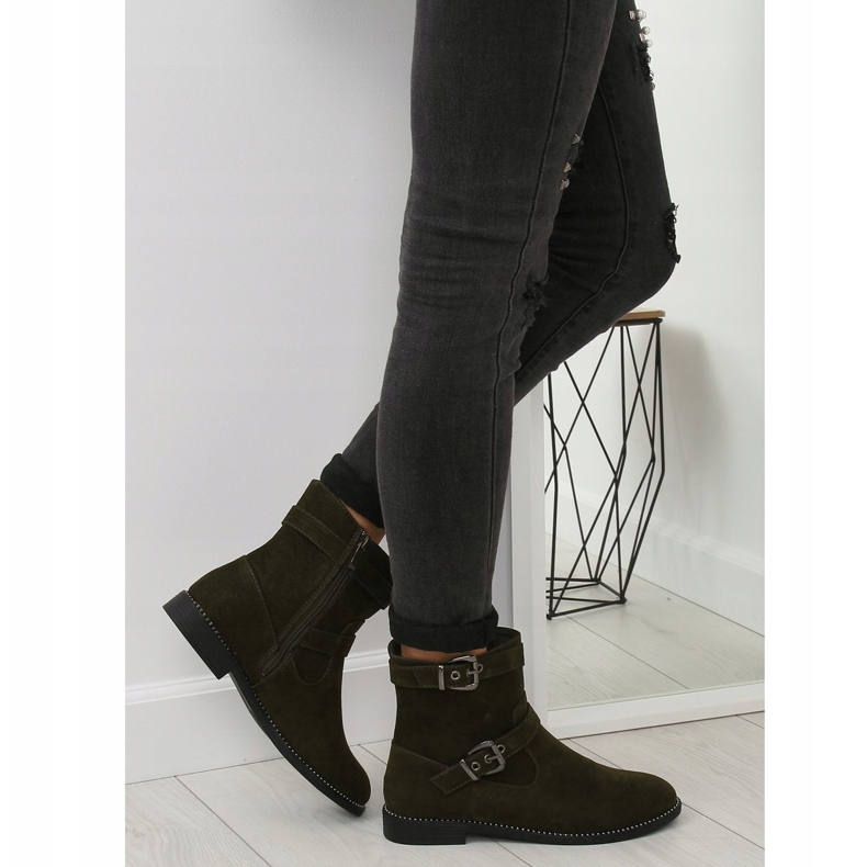 Green flat boots MB188-266 Green 1
