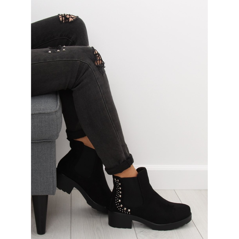 Black Chelsea boots with studs Z175 Black 2