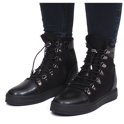 Black openwork wedge sneakers from Mathilde 1