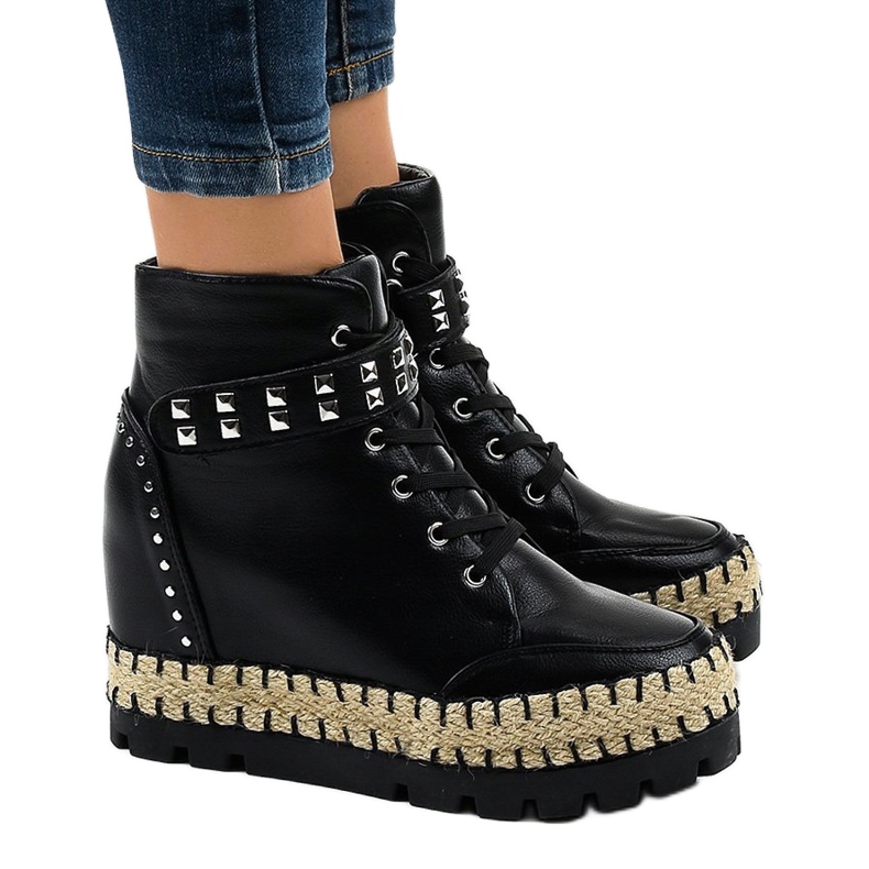 Black women's trapper ankle boots AJ-547 1