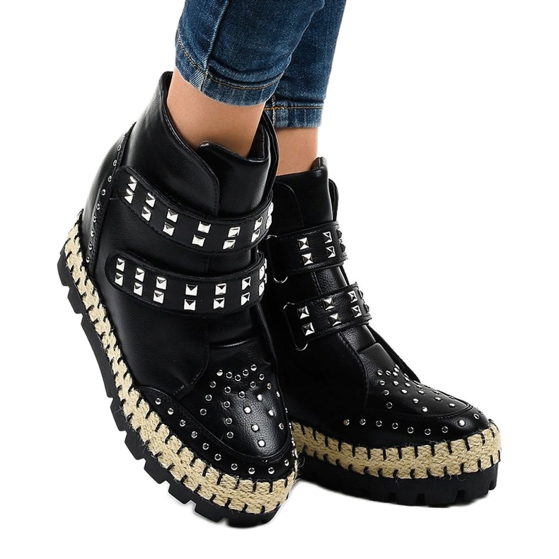Black women's trapper ankle boots AJ-546 1