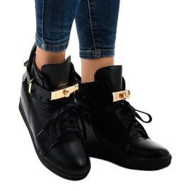 Black wedge sneakers with a H6600A buckle 2