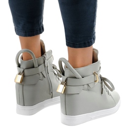 Gray wedge sneakers with a buckle H6600-26 grey 3