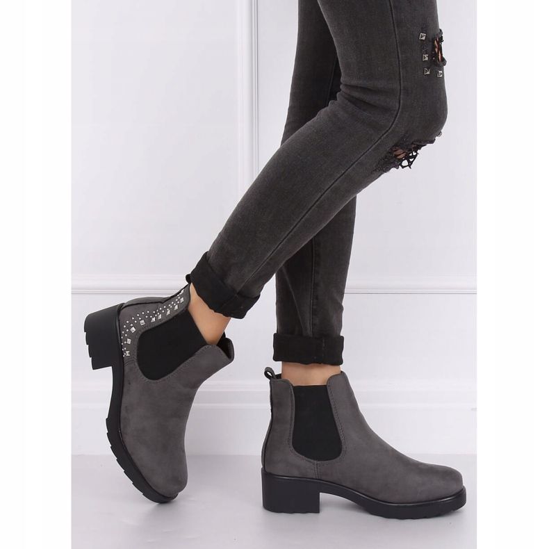 Gray Chelsea boots with studs Z175 Gray grey 1