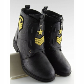 Black H-4 Black workery boots with patches 2