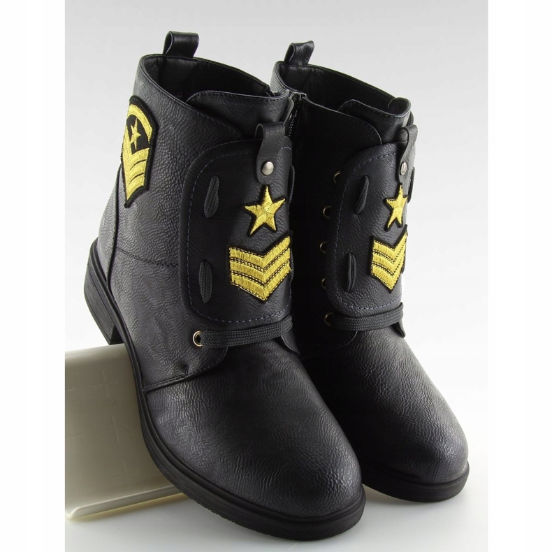 Black H-4 Black workery boots with patches 2