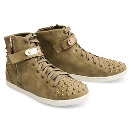High Sneakers With Studs G911 Khaki green 2