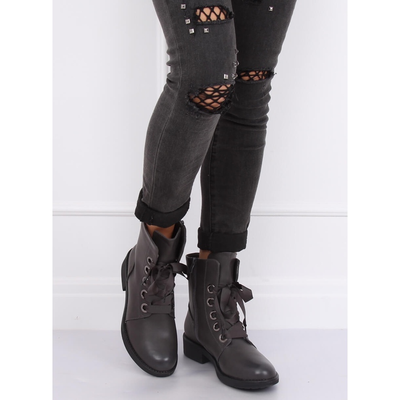Gray Lace-up boots gray ZX2805 Gray grey 2
