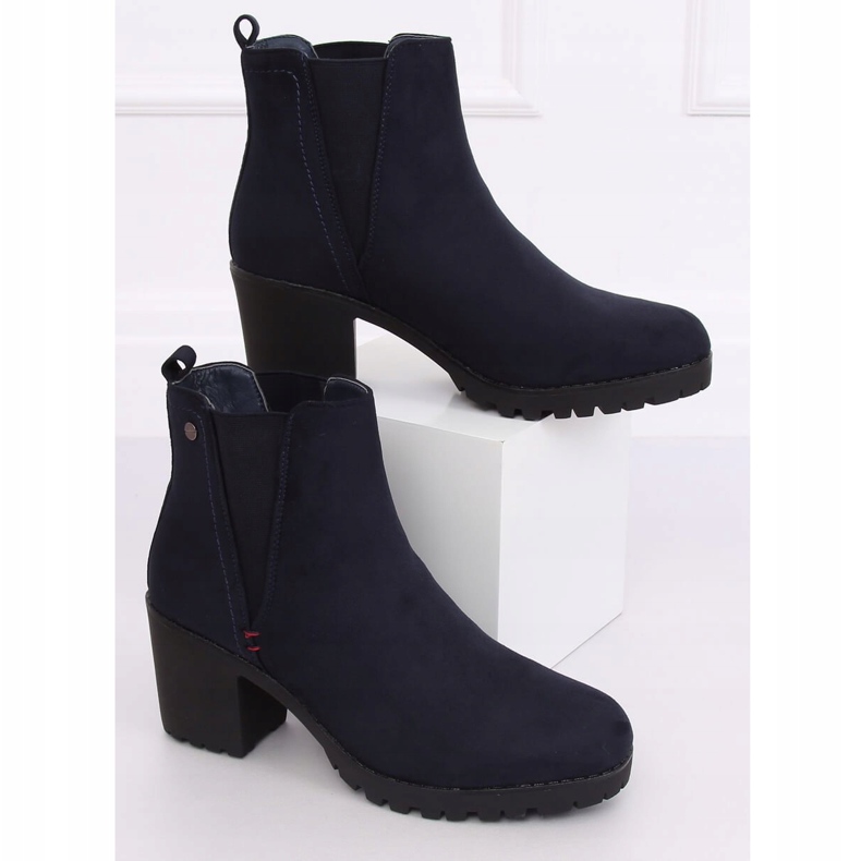Navy boots with wide heels W373 Blue navy blue 1