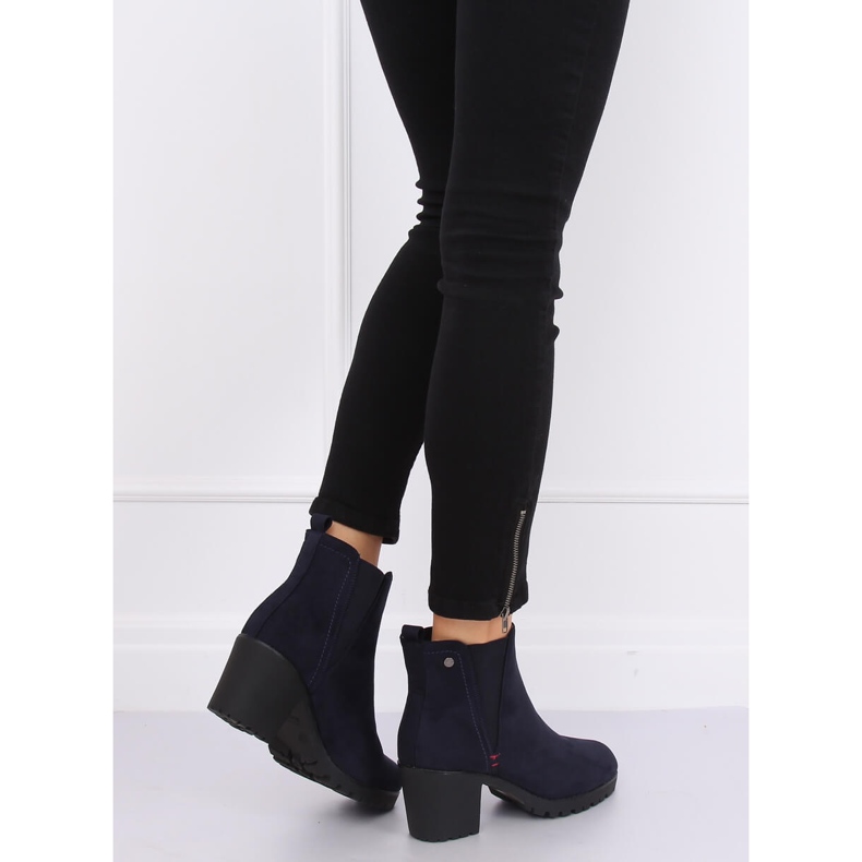 Navy boots with wide heels W373 Blue navy blue 2
