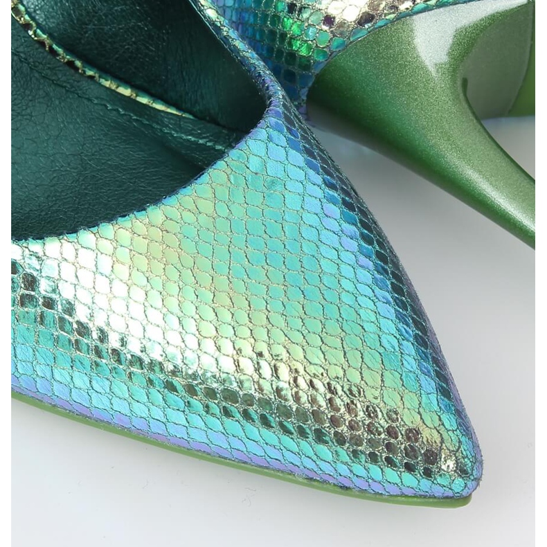 Pumps on a heel holographic blue and green NF-52 Blue 2 Pumps on a heel holographic blue and green NF-52 Blue 2