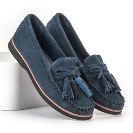Filippo Leather Loafers With Fringes blue 1