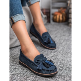 Filippo Leather Loafers With Fringes blue 2