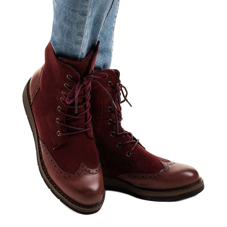 Trappers boots for women burgundy C366 red 1