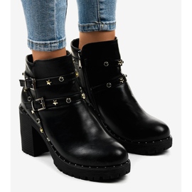 Black ankle boots with stars D37-9 1
