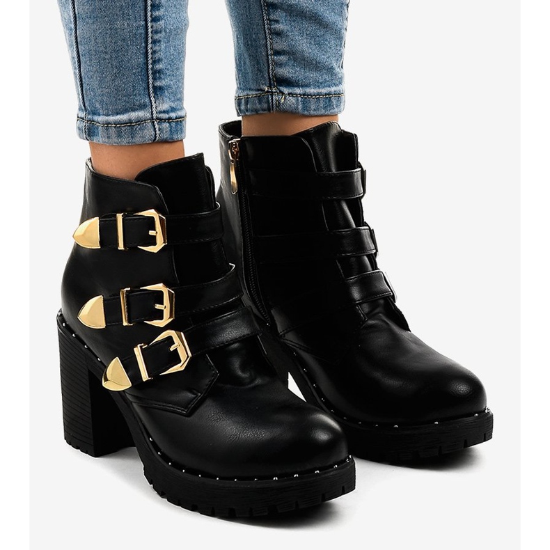 Black ankle boots with D37-7 buckles 1
