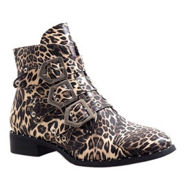 Leopard boots fastened with 7-X7185C buckles black multicolored 1