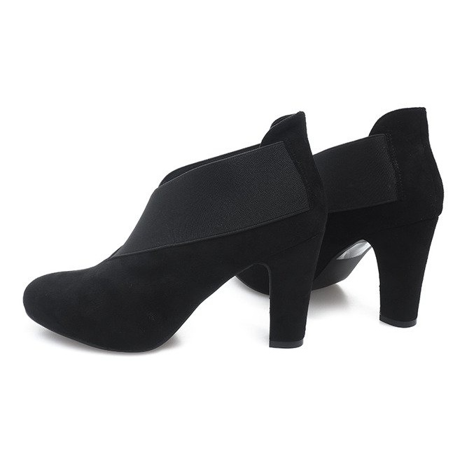 Suede Booties On A Post 7-206 Black 1