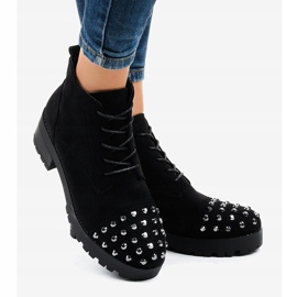 Black lace-up ankle boots with studs 2017-10 1