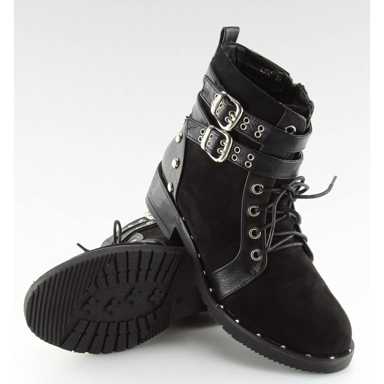 Black lace-up boots L3382 Black 1