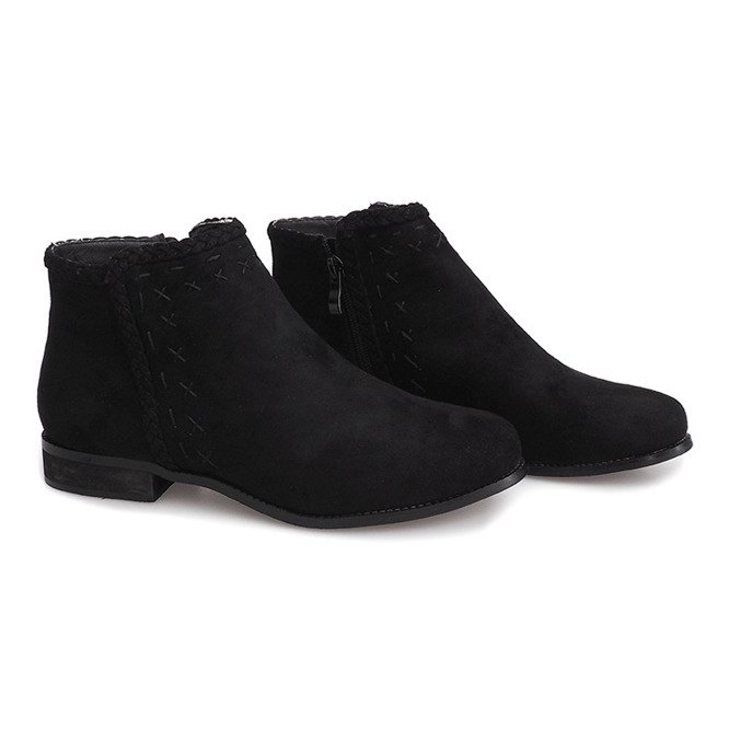 Suede Booties Jodhpur 100-602 Black 1