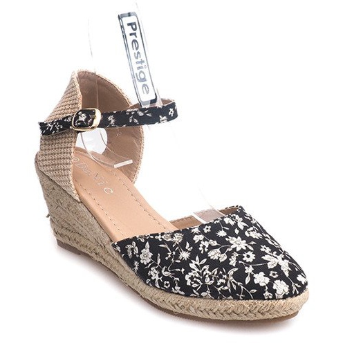 Wedge Sandals 50427 Beige black multicolored 1