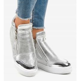 Silver wedge sneakers with R51-3 zippers grey 2