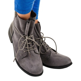 Gray suede ankle boots with a flat S83 heel grey 1