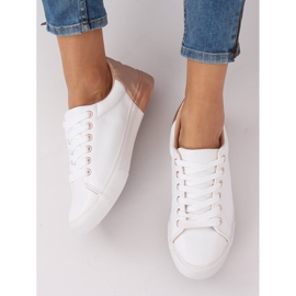 Women's white and champagne sneakers A88-29 W-CHAMPAGNE multicolored 2