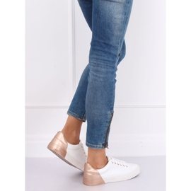 Women's white and champagne sneakers A88-29 W-CHAMPAGNE multicolored 1