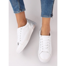 Women's white and silver sneakers A88-29 W-SILVER grey 2