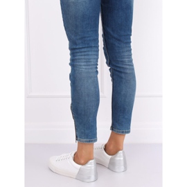Women's white and silver sneakers A88-29 W-SILVER grey 1
